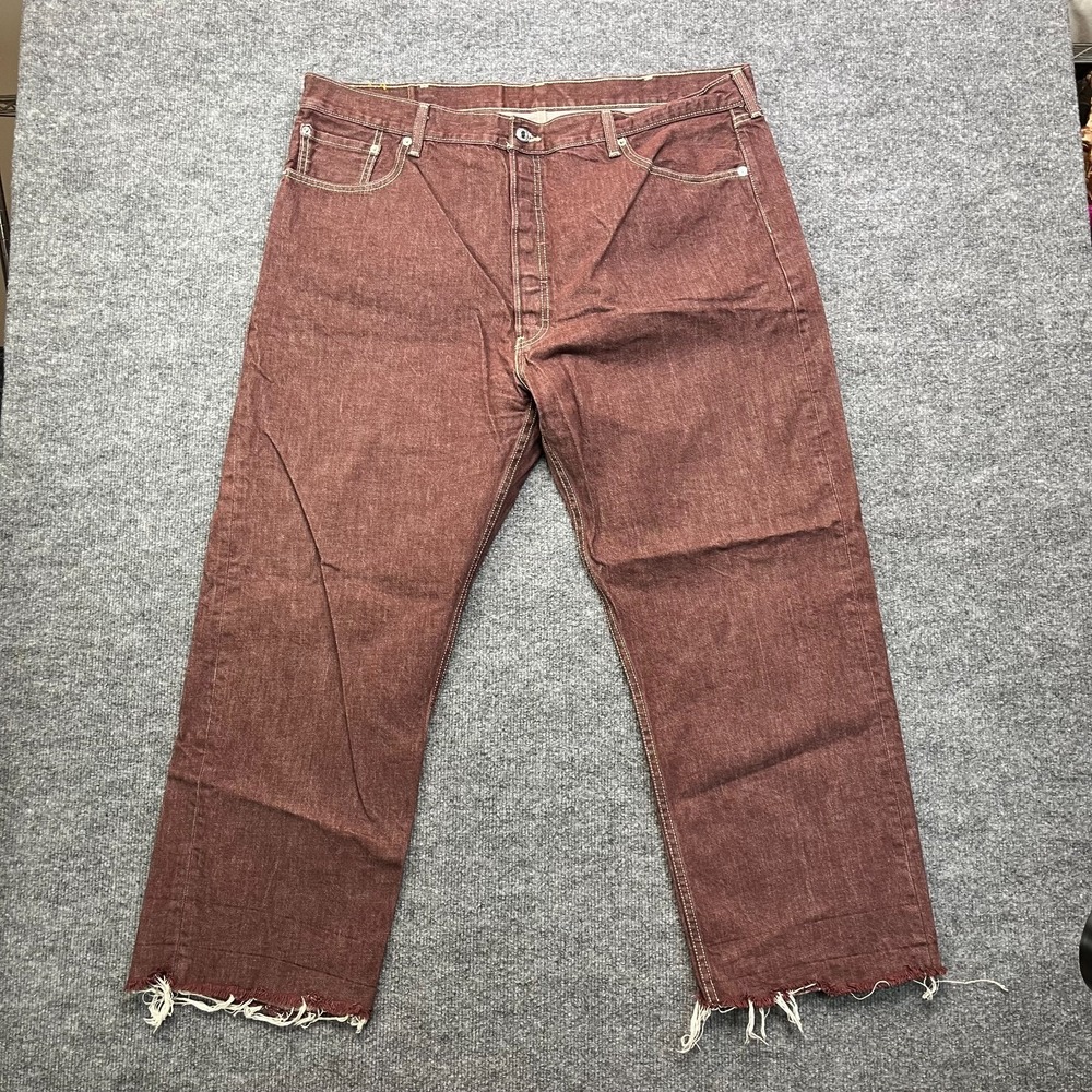 Levi's 501 XX Jeans Men's Burgundy Denim Frayed Classic Button Fly - 40X27.5